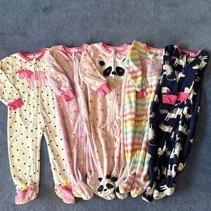 Absorba Kids One Piece Footies - Pink, White, Navy